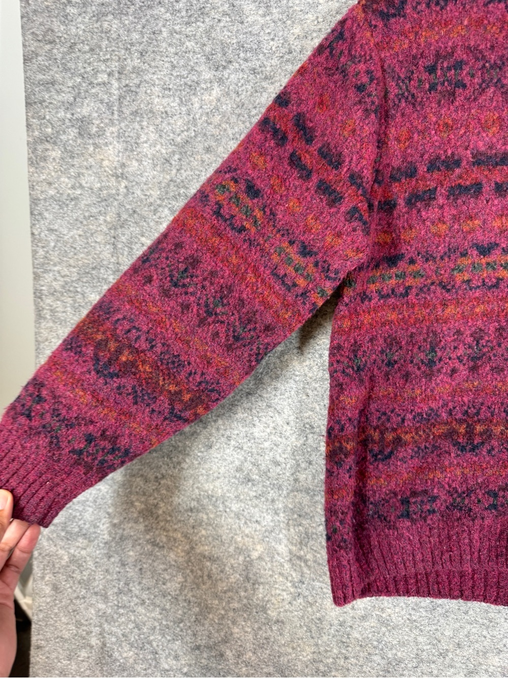 Harley Fair Isle Scottish Wool Cardigan Pink Small Cottagecore Cozy Sweater - Picture 5 of 12